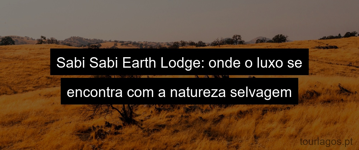 Sabi Sabi Earth Lodge: onde o luxo se encontra com a natureza selvagem